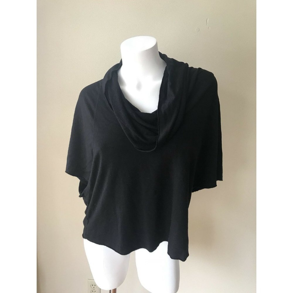 Soft Joie Women's Black Cowl Neck Boxy Fit Shirt